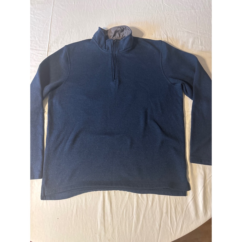 Wrangler Quarter Zip Fleece Pullover Mens Large Navy Blue  Mock‎ Neck Sweater